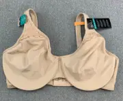 Bali Minimizer Underwire DF3385 Bra Womens size 38DD Beige Lined Smooth Silky