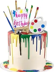Art Paint Cake Topper Paint Brush Canvases Palette Cake Topper Artist Themed Cake Decor