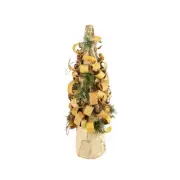 23" Rustic Tree Bark Flocked Table Christmas Cone Tree Pine Berries