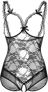 KELITCH Sexy Frauen Dessous Spitze Nachthemden Mesh Chemise Babydoll Unterwäsche G-String Body Nachtwäsche Set