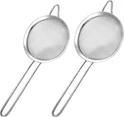 Harewu 2 Pack Fine Mesh Strainer, Small Stainless Steel Sieves with Handles, for Steeping Loose Leaf Tea, Straining Cocktail, Juice and Sifting Flour, Powdered Sugar (2pcs)