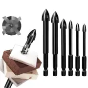 6Pack Masonry Drill Bit Ceramic Tile Drill Set 1/4" Shanks Cross Drill Bit
