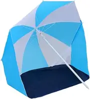 vidaXL Lightweight Beach Umbrella/Parasol Shelter with Easy Setup, Adjustable Positioning, Detachable Sidewalls & Groundsheet - Blue & White, 180 cm