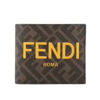 在飛比找momo購物網優惠-【FENDI 芬迪】FF Logo 塗層帆布內拼色對開8卡短