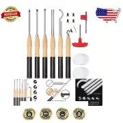 Professional Wood Turning Tools - 6pc Carbide Tipped Set with Sanding and Gouges