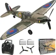 KAIMIO Volantex 4-Channel RC Airplane,Spitfire,Fixed Wing, One-Touch Aerobatics, 400mm Wingspan, 2 Batteries, 20 Minutes Flight time, Under 100g, Suitable for Novice Outdoor Practice(RTF)
