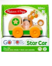 Melissa & Doug Wooden Go Tots Green Star Car Toy Double-sided Face Disk, NEW