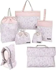 COLORFUL CANDY STYLE NU405200 Kindergarten Entrance School Entrance 7-Piece Set, Lesson Bag, Shoe Case, Drawstring Gymnastics Clothes Bag, Lunch Bag, Cup Bag, Small Items, Disaster Preparedness