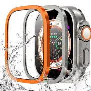 Metal Case for Apple Watch Ultra 49mm Cover Tempered Glass Screen Protector Wate
