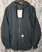 Carhartt Thermal Lined Rain Defender Hooded Zip Up Jacket 104078 472 Size Medium