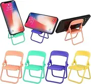 Flutesan 4 Pcs Mini Folding Chair Cell Phone Stand Foldable Candy Color Mobile Phone Holder Adjustable for Desk Dollhouse Desktop Home Office Supplies
