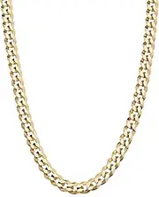 [Miabella] Solid 18K Gold Over Sterling Silver Italian 5mm Diamond-Cut Cuban Link Curb Chain Necklace, 16"-18"-22"-24"-26"-30"