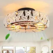 Boho Caged Ceiling Fans with Lights and Remote 20" Flush Mount 6-Speed Revers...