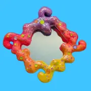 Handmade Rainbow Kitschy Weirdcore Blob Clay Whimsical Mirror