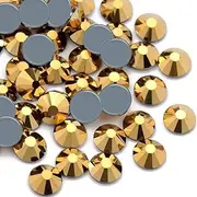 Towenm 1440PCS Hotfix Crystals Glass Rhinestone, Flatback Hot Fix Round Gems Crystal Stones for Clothes Crafts (Mine Gold, SS16 4MM)