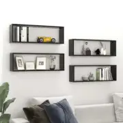 NNEVL Wall Cube Shelves 4 pcs High Gloss Black 80x15x26.5cm Chipboard