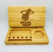 Miami heat laser engraved Bamboo rolling tray magnet back flip style gift