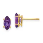 14k Yellow Gold 8x4mm Marquise Amethyst Earrings