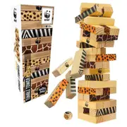 WWF Miombo Tumble Tower Kids/Children Fun Play Wooden Blocks Stacking Toy 3y+
