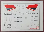 1/144 - AIRFIX DECAL - BRITISH AIRWAYS - H.S. TRIDENT 1 - 3174 - LATER RELEASE