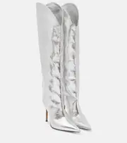 [Alexandre Vauthier] Alexandre Vauthier Metallic leather over-the-knee boots AU 4 silver