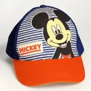 Disney Mickey Mouse Baseball Cap Hat Youth Blue Orange One Size Curved Brim NWT