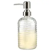 Circleware - Vintage Retro Ribbed Round Base Clear Glass Soap Pump 380ml