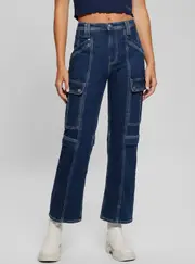 GUESS Women's Blue 80s Cargo Pants Size: 30, Spandex