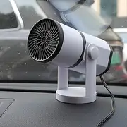 HAIGEZS Car Heater, 12V 150W Portable Car Heater De-icer, 360° Rotatable Car Fans with Heating & Cooling Function, Fast Heating Insertable Cigarette Lighter Rotary Defroster Defogger,Black&White