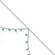 10 Inch Sterling Silver Turquoise Beads Double Chain Anklet