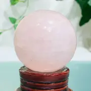 211g Natural Rose Quartz Pink Crystal Sphere Ball Reiki Healing Decoration