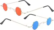 [PACKOVE] 2pcs Vintage Round Sunglasses for Men Women Punk Glasses Metal Frame for Travel Parties Everyday Use Retro Style Sunglasses Unique Fashion Statement