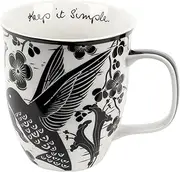 [Karma] Gifts Black and White Boho Mug, 16 oz, Hummingbird