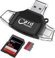 Multi-Port 4 in1 Universal SD TF Card Reader,SD/Micro SD Card Reader, Micro USB SD Card Adapter,USB C SD TF Memory Card Reader,Micro SD Card Camera Memory Card Reader
