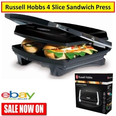 Russell Hobbs Cafe 4 Slice Sandwich Maker Toastie Jaffle Press Toaster Flat Gril