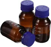 Garneck 3pcs Small Glass Bottles Media Glassware Laboratory Glass Bottles With Lids For Lab And Research Chemical Reagent Storage 250ml