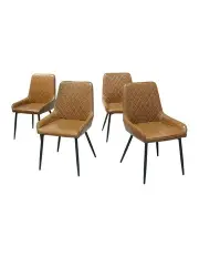 [Levede] PU Faux Leather Dining Chairs x4 in Brown