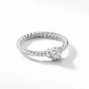 MSRP $1450 DAVID YURMAN 18K WHITE GOLD SOLARI PAVE DIAMOND CABLE RING