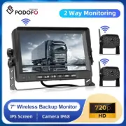 RV Truck Trailer Wireless Dual Backup Camera 7'' Monitor Rear View Reversing Bus