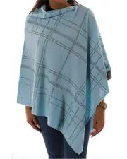 La Fiorentina Plaid Embellishments Poncho