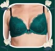 38DD SpruceGreen LACE Dream Angels Velvet Strap Charm Victorias Secret PU UW Bra