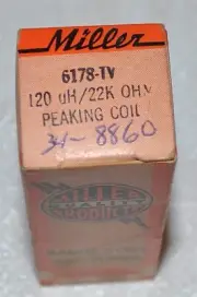J.W. MILLER PART # 6178-TV 120uH/22K OHM RADIO PEAKING COIL COMMERCIAL SURPLUS