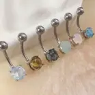 Semi Precious Stone Belly Ring. 14G. 10mm. Jade, Turquoise, Obsidian, Tigers Eye