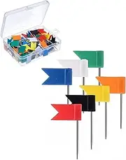 ZAMXHUG Push Pins – Pack of 100 Pins Colourful Flag Marking Flags Push Pins Colourful Marker Flags Pin Board Pins Flag Pins for Maps, World Map, Travel Map Pin Board and Bulletin