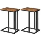 SET OF 2 C-SHAPED SIDE TABLE COUCH SOFA END TABLE FOR TV TRAYS LIVING ROOM BROWN