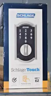 SCHLAGE NIB KEYLESS TOUCHSCREEN DEADBOLT CAMELOT/SATIN NICKEL BE375 V CAM 619
