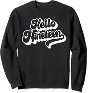 [X.Style] Hello Nineteen 19 Years Old for Boys Girls 19th Birthday Sweatshirt ds1175 Sweater (3XL) Black