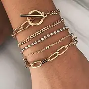 [YALLNASL] Daughter Gift from Mom Mother Gold Bracelet Set Layered Wrap Bracelets for Women Cuff Adjustable Bracelet for Mom Her Teen Girls Choker Jewelry Christmas Birthday Gifts