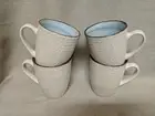 4 Elama Mellow Powder Blue Design Stoneware 12 oz. Mugs