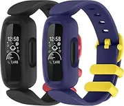 Leonids Sport Bands for Fitbit Ace 3 - 2 Pack Soft TPU Adjustable Replacement Waterproof Strap for Kids Boys Girls